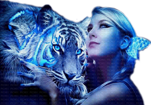 fantasy woman with tiger by nataliplus - Free PNG