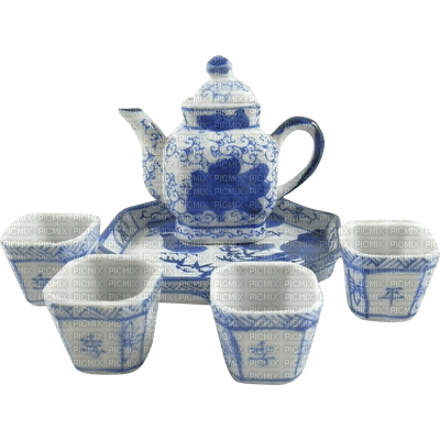 Blue & White Tea Set - PNG gratuit