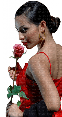 femme rose  woman rose - PNG gratuit