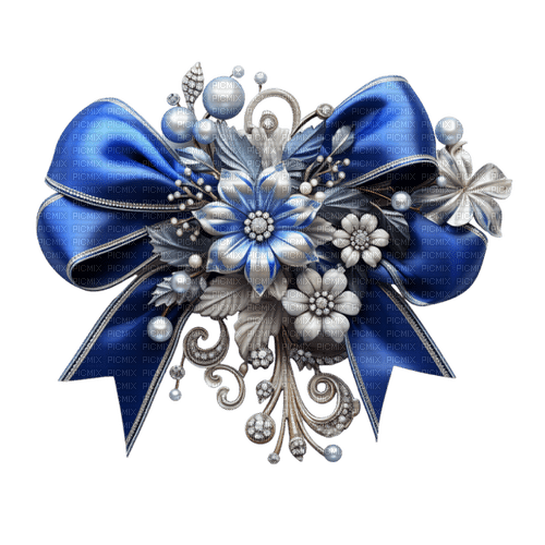 Blue ribbon christmas deco rox - бесплатно png