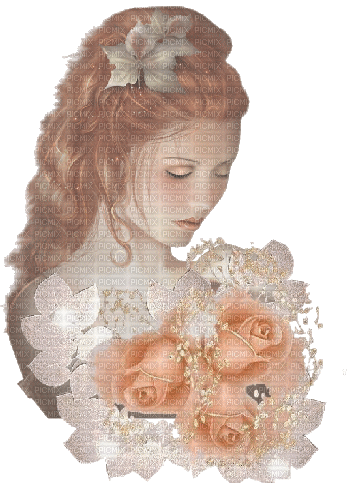 Woman, roses - Бесплатный анимированный гифка