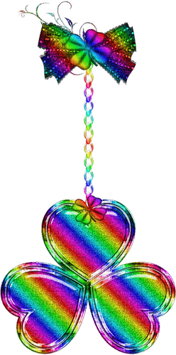 Hanging Glitter Clover Charm.Rainbow - Free PNG