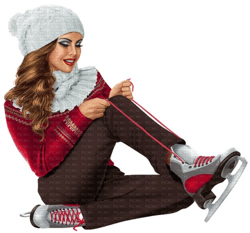 Winter. Woman with skates. Leila - kostenlos png