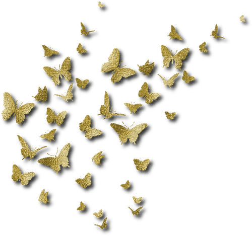 Gold yellow butterflies deco [Basilslament] - darmowe png