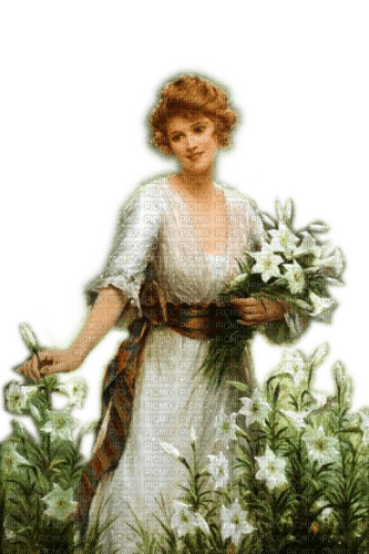 Rena Vintage Flower Blumen Frau Woman - ücretsiz png