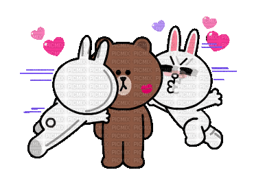 brown_&_cony love bunny bear brown cony gif anime animated animation tube cartoon liebe cher heart coeur - Nemokamas animacinis gif