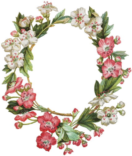 flowers oval frame spring vintage - Nemokamas animacinis gif
