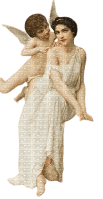 woman with angel - PNG gratuit