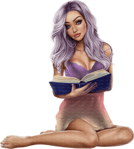 Woman, book, reading. Leila - kostenlos png