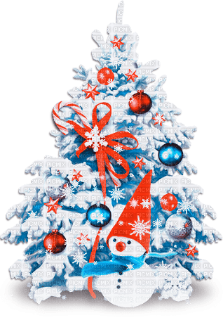 soave deco christmas tree snowman blue orange - PNG gratuit