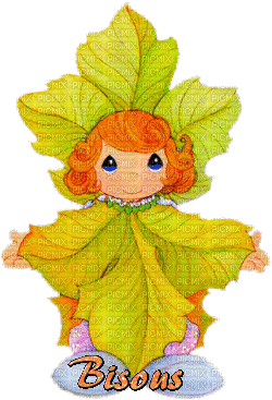 feuilles enfant gif automne--autumn child - GIF animasi gratis