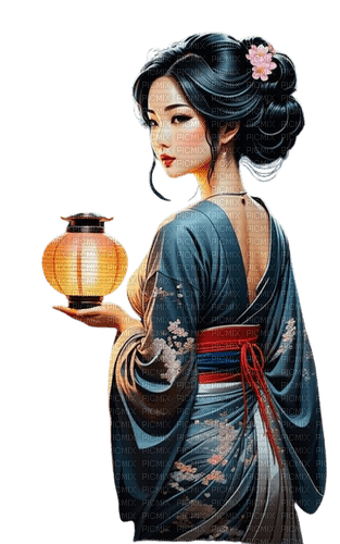 asian woman red blue - png grátis