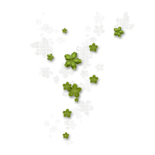 Green white flowers overlay deco [Basilslament] - zadarmo png