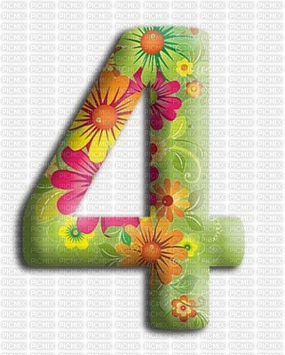 image encre numéro 4 fleurs bon anniversaire edited by me - Free PNG