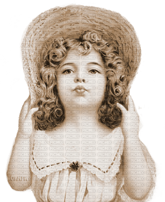 Y.A.M._Vintage girl hat Sepia - δωρεάν png