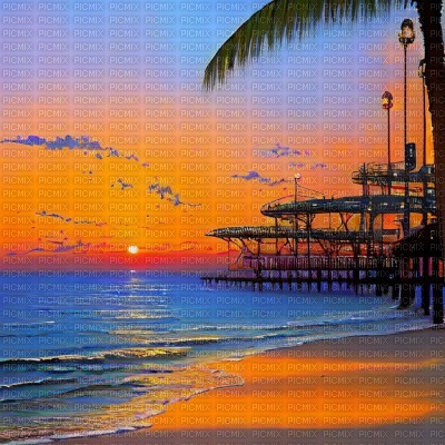 Orange Sunset Beach - gratis png