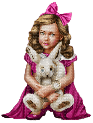 Mädchen, Girl, pink, Hase - zadarmo png