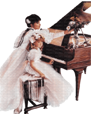 Kaz_Creations Baby Enfant Child Girl Piano Mother Woman Femme - png ฟรี
