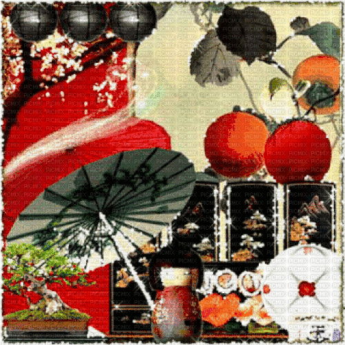 oriental background red beige orange black - Free animated GIF