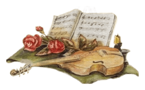 Violine, Noten, Blumen - png gratis