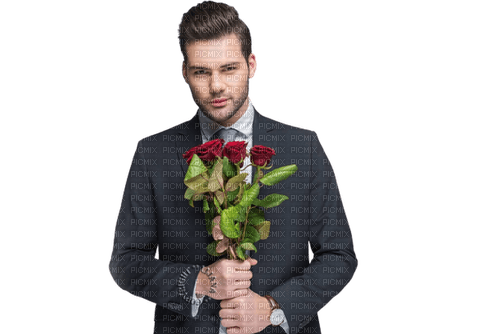 Mężczyzna z kwiatami - png gratis