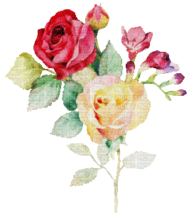 soave deco flowers rose branch animated vintage - GIF animate gratis