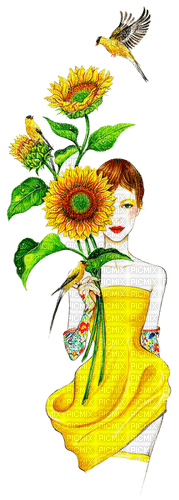 loly33   femme tournesol - Free PNG