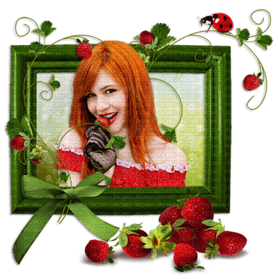 Kaz_Creations Women Woman Femme RedHead Red Head  Strawberries Fruit Deco - Free PNG