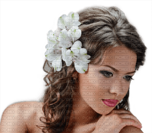 woman with flowers bp - 免费PNG