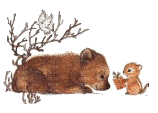 ours et écureuil - GIF animado grátis