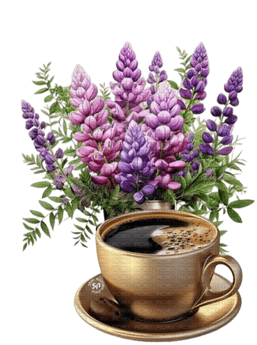 café et fleur - png gratis