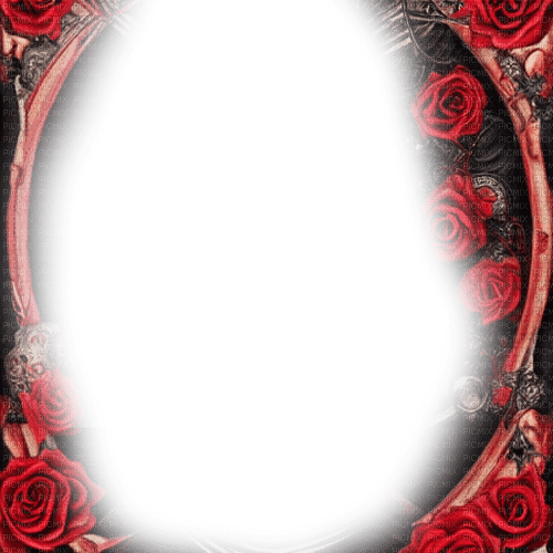 kikkapink gothic frame red rose flowers - 無料png