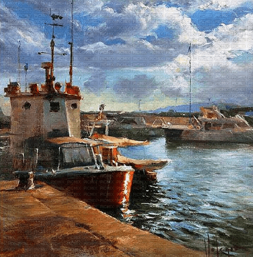 Rena Vintage Hintergrund Landschaft Hafen - δωρεάν png