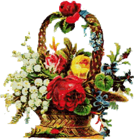 Blumen, Korb, Flowers, Vintage - Ingyenes animált GIF