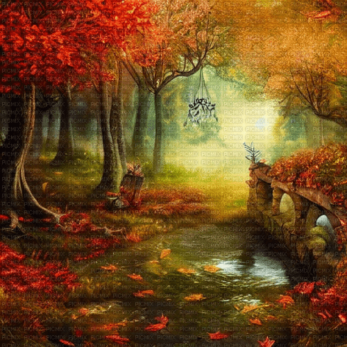 kikkapink fantasy background forest autumn - фрее пнг