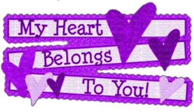 Hearts.Text.My Heart Belongs To You.Purple - Free PNG
