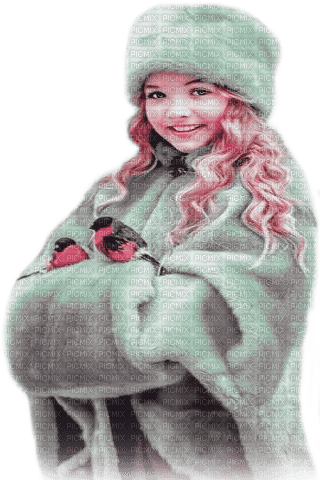 soave children girl winter pink green - 免费PNG