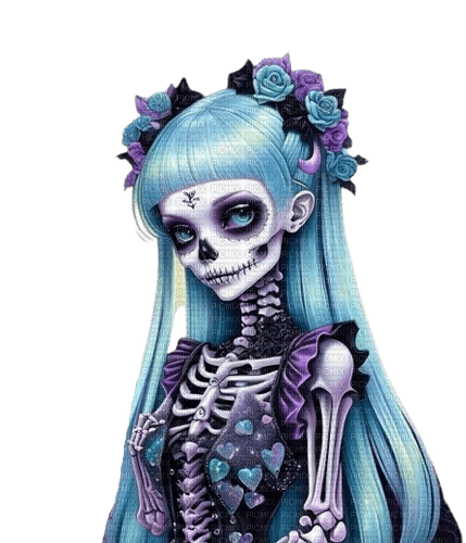 gothic blue purple skeleton art - png grátis