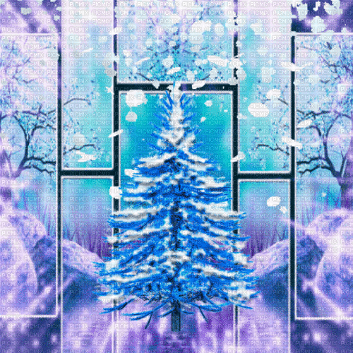 ME  / Bg. animated.winter.snow.fir.blue.idca - Darmowy animowany GIF