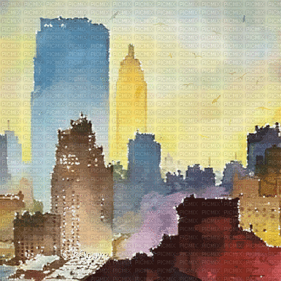 soave background animated city painting brown - Бесплатный анимированный гифка