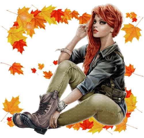Woman. Fall. Autumn. Leila - безплатен png
