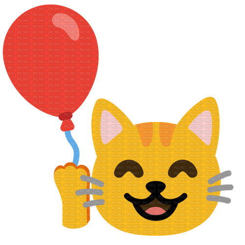 Happy cat with balloon Emoji Kitchen - Free PNG
