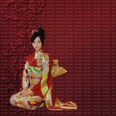 image encre couleur effet texture mariage geisha femme edited by me - PNG gratuit