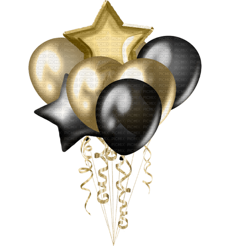 Ballons dorés et noirs étoile - Free PNG
