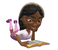 Kaz_Creations Animated Woman Femme Girl Reading - GIF animé gratuit
