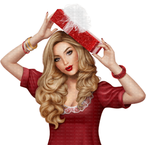 Femme Rouge Blanc Cadeaux:) - png gratis