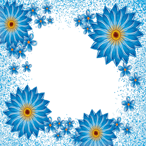 ♡§m3§♡ spring blue frame flowers image - Free PNG