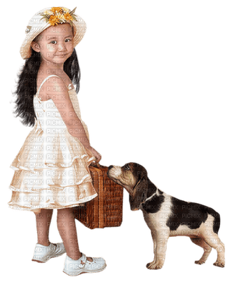 Kaz_Creations Child Girl With Dog Pup - PNG gratuit