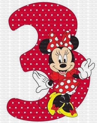 image encre bon anniversaire numéro 3  Minnie Disney edited by me - Free PNG