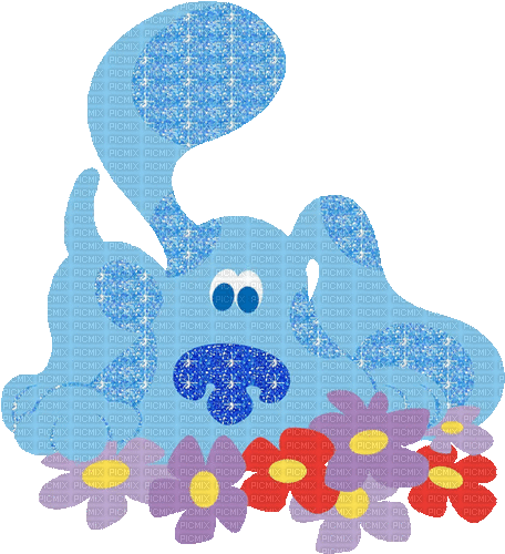 Blue and flowers - Animovaný GIF zadarmo